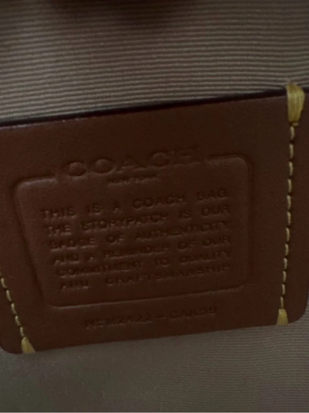 Coach Beige Canvas Tote with Tan Leather Trim and Gold Hardware